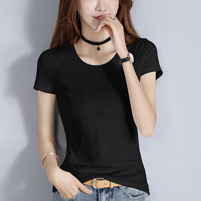 Bluză din bumbac de culoare uni cu decolteu spitz sau oval