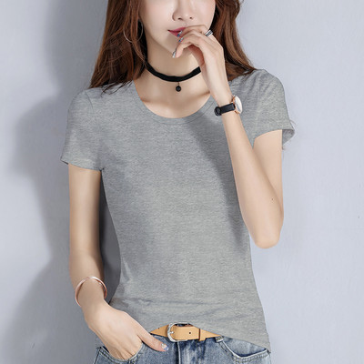 Bluză din bumbac de culoare uni cu decolteu spitz sau oval