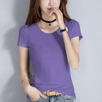 Bluză din bumbac de culoare uni cu decolteu spitz sau oval