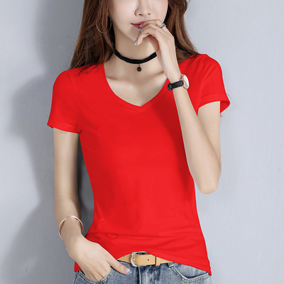 Bluză din bumbac de culoare uni cu decolteu spitz sau oval