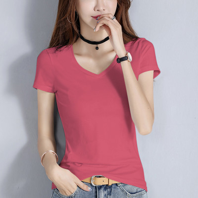 Bluză din bumbac de culoare uni cu decolteu spitz sau oval