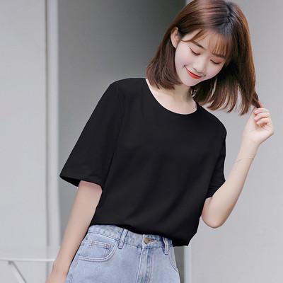 Μοντέρνο γυναικείο μπλουζάκι με κοντό μανίκι και οβάλ λαιμόκοψη σε πολλά χρώματα