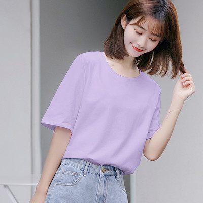 Μοντέρνο γυναικείο μπλουζάκι με κοντό μανίκι και οβάλ λαιμόκοψη σε πολλά χρώματα