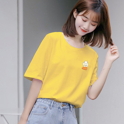 Μοντέρνο γυναικείο μπλουζάκι με κοντό μανίκι και οβάλ λαιμόκοψη σε πολλά χρώματα