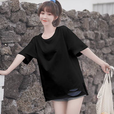 Široka majica kratkih rukava s poderanim efektom