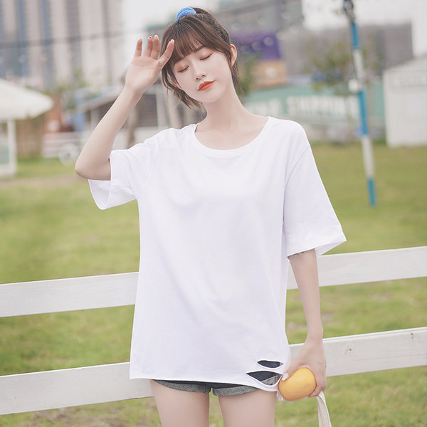 Široka majica kratkih rukava s poderanim efektom