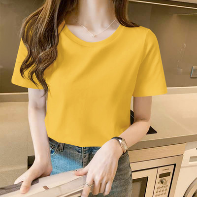 Tricou din bumbac de culoare uni cu decolteu oval