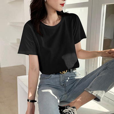 Tricou din bumbac monocolor cu mâneci scurte