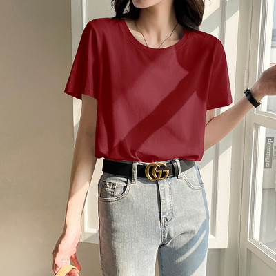 Tricou din bumbac monocolor cu mâneci scurte