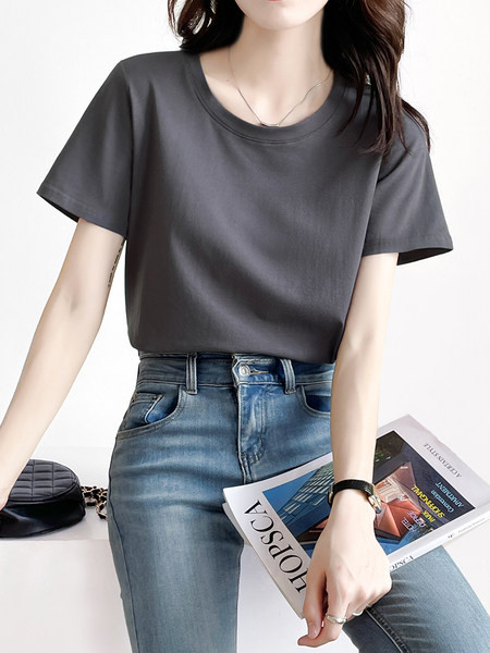 Tricou din bumbac monocolor cu mâneci scurte