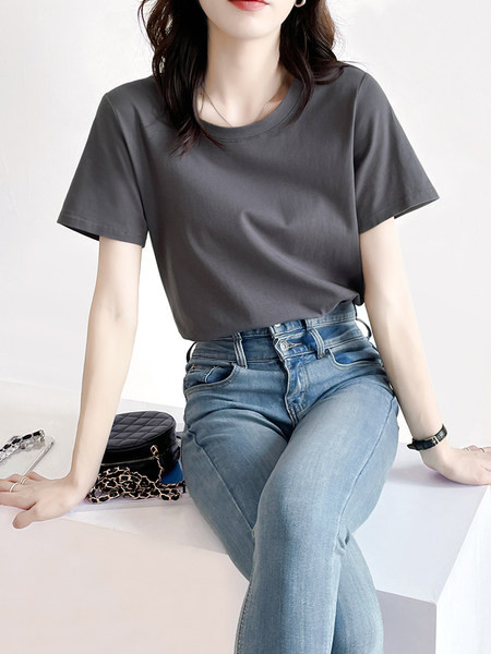 Tricou din bumbac monocolor cu mâneci scurte