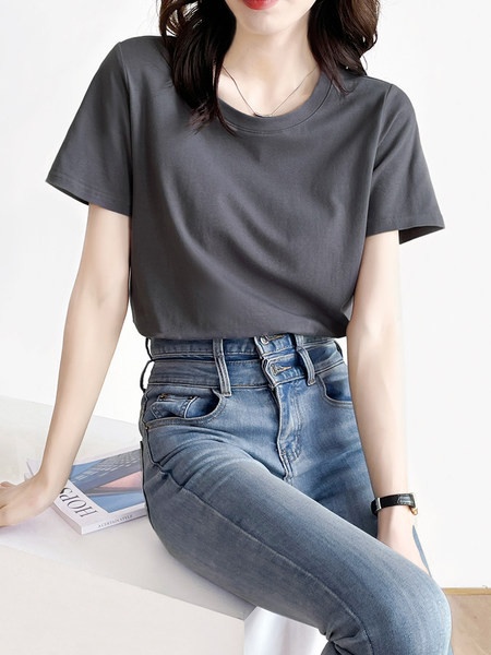 Tricou din bumbac monocolor cu mâneci scurte