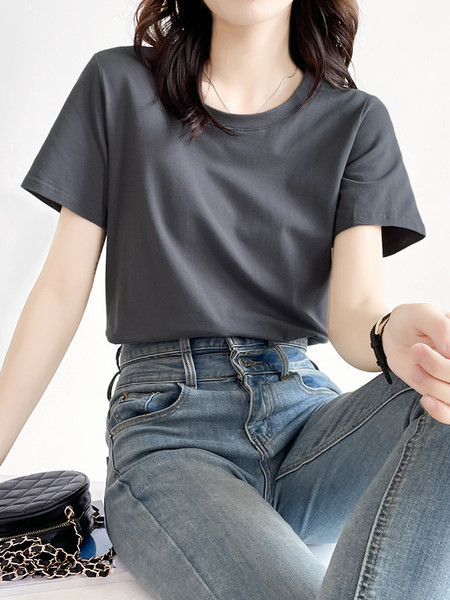 Tricou din bumbac monocolor cu mâneci scurte