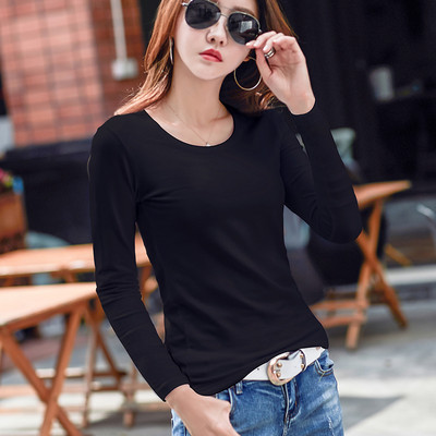 Bluză de damă simplă cu mâneci lungi și decolteu O