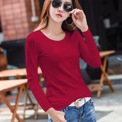 Bluză de damă simplă cu mâneci lungi și decolteu O