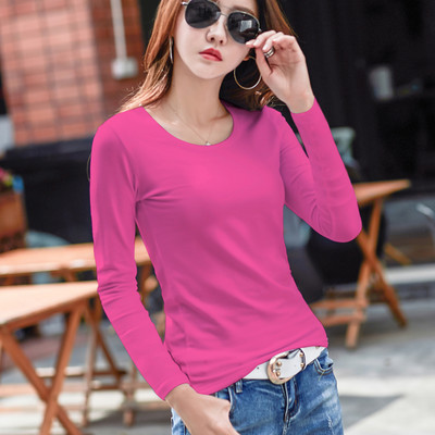 Bluză de damă simplă cu mâneci lungi și decolteu O