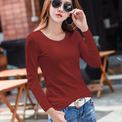 Bluză de damă simplă cu mâneci lungi și decolteu O