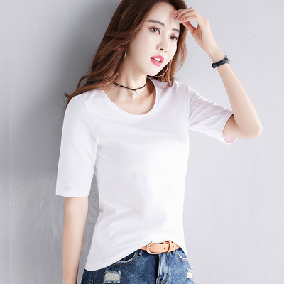 Naiste vabaaja pluus 3/4 varrukatega ja madala kraega