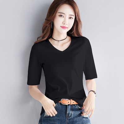 Naiste vabaaja pluus 3/4 varrukatega ja madala kraega