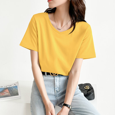 Ženska majica s kratkim rukavima i špic izrezom