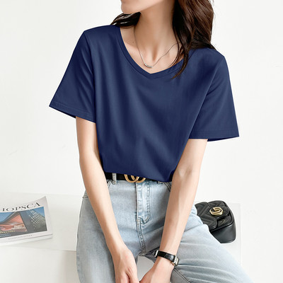 Ženska majica s kratkim rukavima i špic izrezom