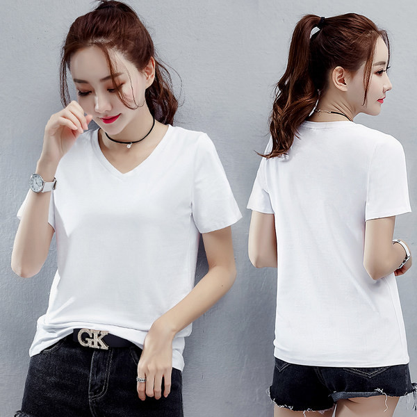 Naiste tavaline V-kaelusega T-särk