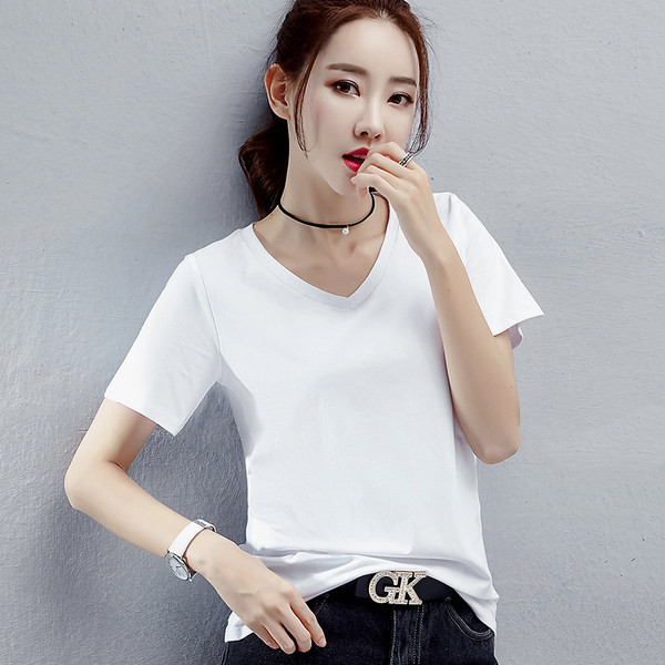 Naiste tavaline V-kaelusega T-särk