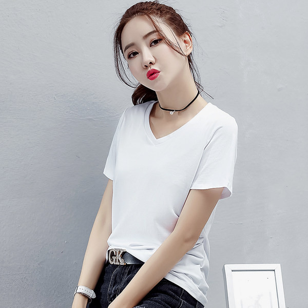 Naiste tavaline V-kaelusega T-särk