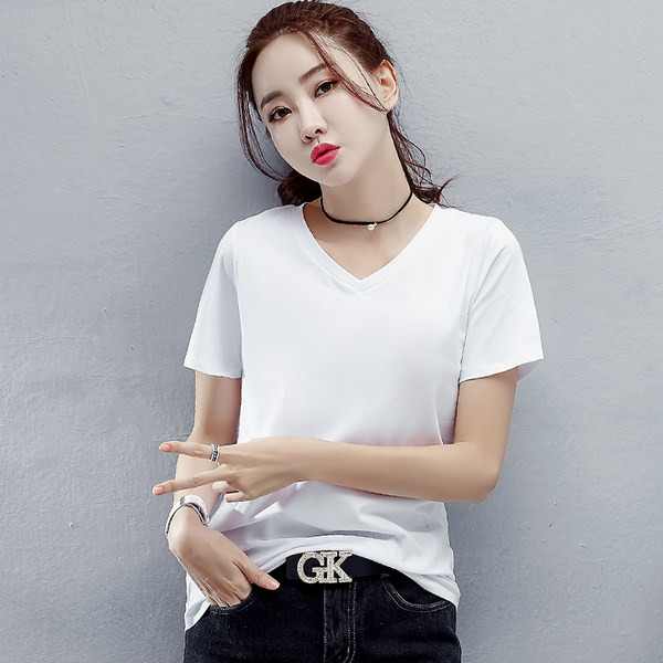 Naiste tavaline V-kaelusega T-särk