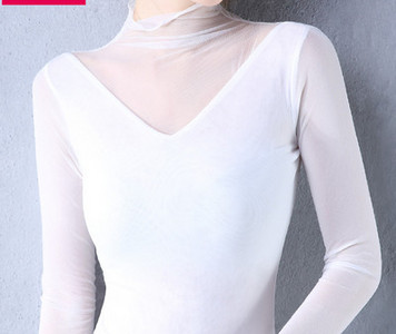 Ženska bluza s mrežom i visokim ovratnikom