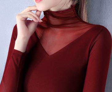 Ženska bluza s mrežom i visokim ovratnikom