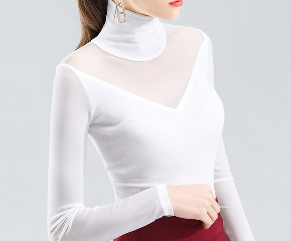 Naiste kõrge kaelusega ja võrgust pluus