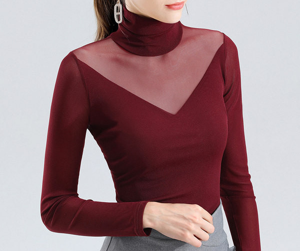 Naiste kõrge kaelusega ja võrgust pluus