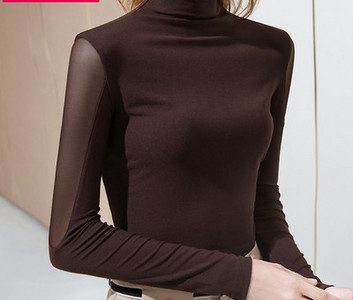 Moodne naiste polo tülli tükkidega