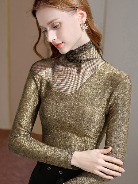 Ženska bluza sa sjajnim česticama i mrežicom