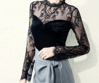 Bluză de damă din catifea cu dantelă