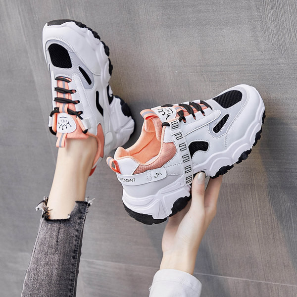 Ženske aktualne tenisice od eko kože sa debelim đonom