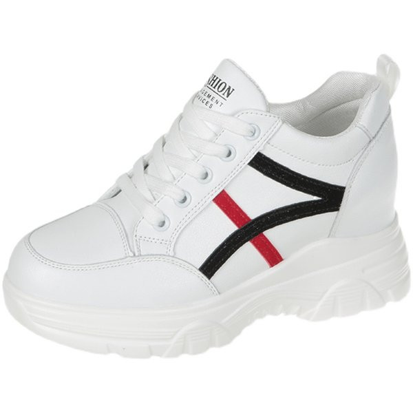 Novi model ženskih kožnih tenisica s unutarnjom platformom u bijeloj boji