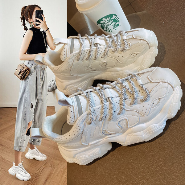 Casual tenisice od eko kože sa grubim đonom - dvije boje