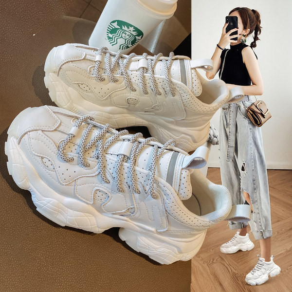 Casual tenisice od eko kože sa grubim đonom - dvije boje