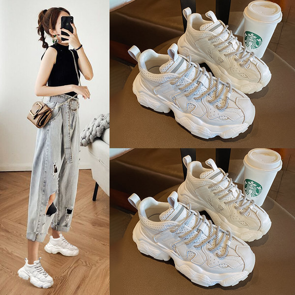 Casual tenisice od eko kože sa grubim đonom - dvije boje