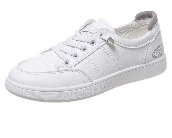 Adidași casual cu șireturi și talpă plată în alb