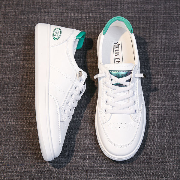 Adidași casual cu șireturi și talpă plată în alb