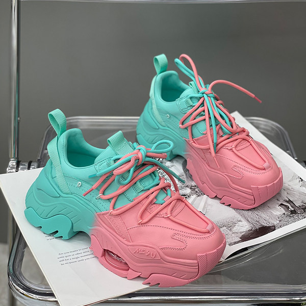 Tenisi eleganti de dama bicolor din piele ecologica