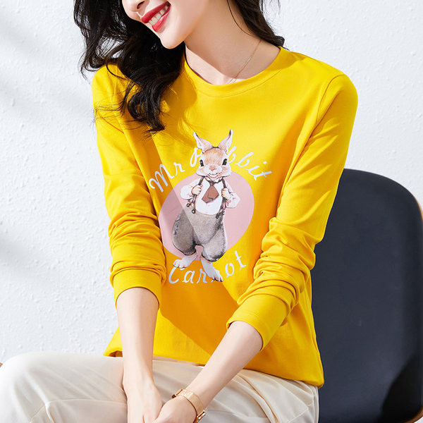 Bluză casual din bumbac cu aplicație iepure