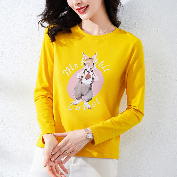 Bluză casual din bumbac cu aplicație iepure