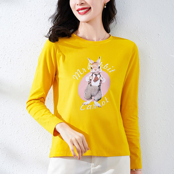 Bluză casual din bumbac cu aplicație iepure