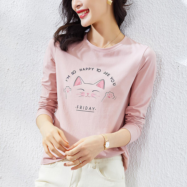 Pamučna ležerna bluza s aplikacijom mačke