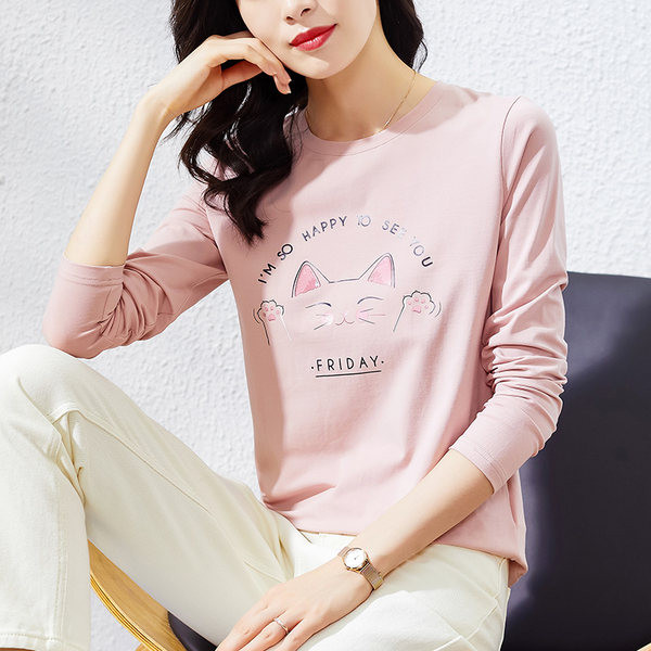 Pamučna ležerna bluza s aplikacijom mačke