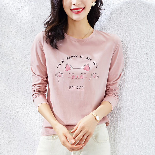 Pamučna ležerna bluza s aplikacijom mačke